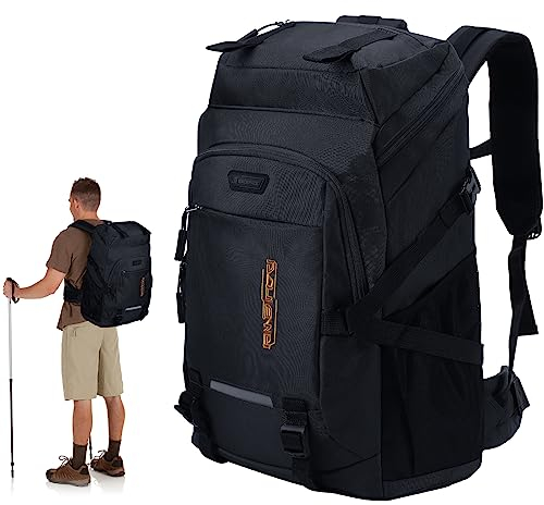 Auniq Wanderrucksack 70L, Herren Damen Wasserdichter Trekkingrucksack Reiserucksack Outdoor Wandern Rucksack Sport Tagesrucksack Camping Tagesrucksack für Klettern Bergsteigen Radfahren (Schwarz)