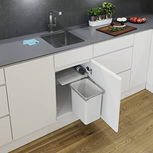 VAUTH-SAGEL Envi SingleEinbau Mülleimer 10l mit Deckel für Küchen Unterschrank, Abfalleimer für Drehtüren, 10 Liter Kunststoff hellgrau