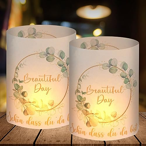 Lot de 12 photophores décoratifs pour anniversaire, mariage, baptême, confirmation, communion, fête, décoration de fête, convient pour bougies chauffe-plat ou bougies