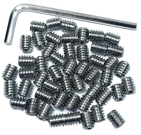 ZDingTech 50pcs Set Screws 1/4-20 x 3/8 inch 304 Stainless Steel Allen Head Hex Hexagon Socket Set Screws with 1/8 Allen Wrench,Set Grub Screws Hex Allen Head Socket Set Screws.(3/8 Length)