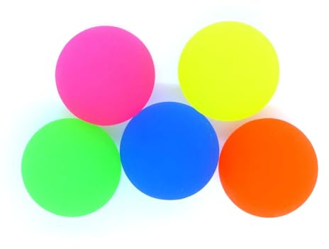 Winfried Kögler GmbH 5 x XL Flummi Ball neon Hüpfball Springball gelb, blau, pink, grün, orange 60 mm
