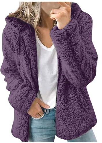 Archedeer Chaqueta de Forro para Mujer con Capucha para Invierno, Muy Suave y cómoda, Franela con Capucha, sudade,Lilas,M