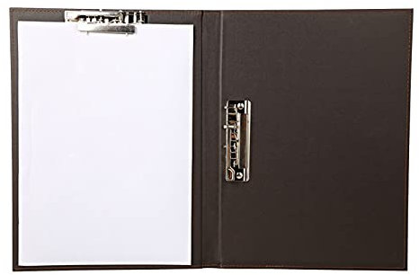 Dokumentenmappe 5 Packungen A4- und Buchstaben-Abdeckungsordner mit Doppel-Metall-Clip-Daten Sortier-Bindemittel-Besprechungsaufzeichnung Schreibkissen-Leder-Klemmbrett Aktenordner ( Color : Bruin )