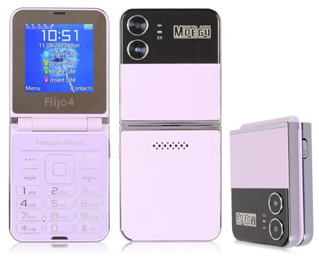 Flip Senior Cellphone, Flip Design Dual Screen Display Large Buttons Quick Dial Clear Sound HD Camera LED Flashlight (Purple)