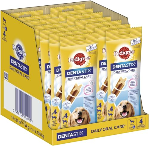 PEDIGREE DENTASTIX Daily Oral Care - Beutel - für große Hunde (25kg+) 14 x 4 Stück, Zahnpflege, Leckerlis, Kaustange, Hundesnack