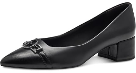 Tamaris Damen Pumps Leder Blockabsatz bequem; Black Leather, EU 39