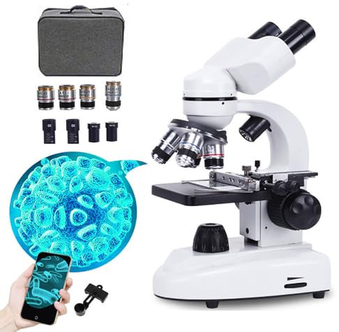 Microscopio Biologico Hd 12000X/18000X/30000X, Microscopio Ottico Binoculare Professionale Per Studenti Adulti, Doppia Illuminazione A Led, Adattatore Telefonico, Custodia Per Il Trasporto,30000X