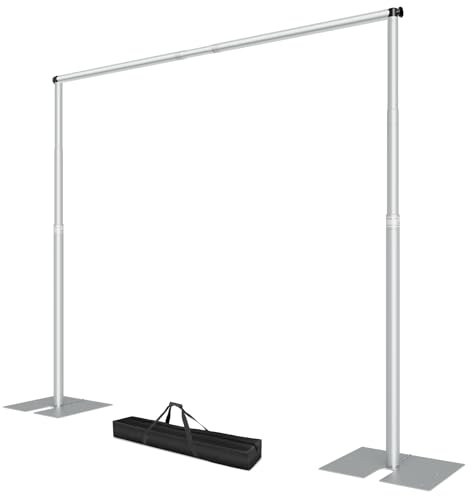 EMART Kraftigt bakgrundsstativ, 25 x 35 cm justerbart rör och draperingskit med 4,2 kg stål platt bas, robust metall gör-det-själv fotobakgrundsram för fester, evenemang, bröllop, fotografering –
