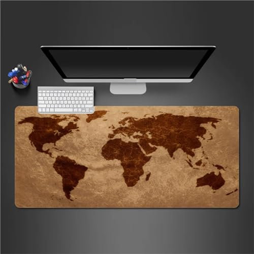 QiHon Gaming Mauspad XXL Vintage Weltkarte Großes Mauspad Schreibtischauflage mit Vernähte Kanten Einer speziellen Oberfläche verbessert Geschwindigkeit und Präzision 1000x500x3mm