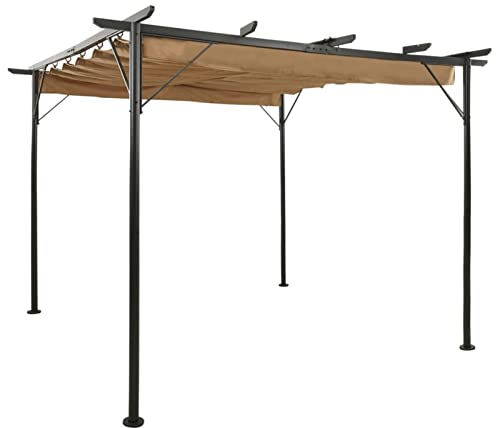 Pergola mit Ausziehbarem Dach, Chaduof Balkon Pavillon, Beschattung Terasse, Gartenpergola, Garten Verzierung, Taupe 3x3 m Stahl 180 g/m²