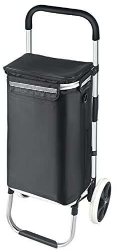 DAQERHSH Shopping Cart Large Capacity Folding Shopping Cart Stair Climbing Shopping Cart and Bag for Groceries with Tri-Wheels Swivel Handle Folding Hand Truck (Color : 2 Wheels)