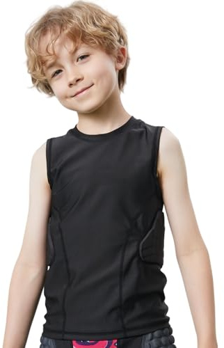 STONEKISS Football Rib Protector Vest for Youth Kids, Lacrosse Padded Comression Shirts for Boys & Girls YS