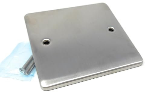 Single Gang Blanking Plate, Wall Faceplate, Cover for Electrical Sockets, Screws Included (Stainless Steel)