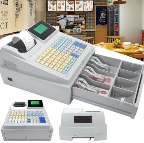 Elektronische Registrierkasse, 81 Tasten Registrierkasse Till für Kleinunternehmen, 8 Digitale LED Registrierkasse mit Schublade, für Kleinunternehmen/Einzelhandel/Restaurant