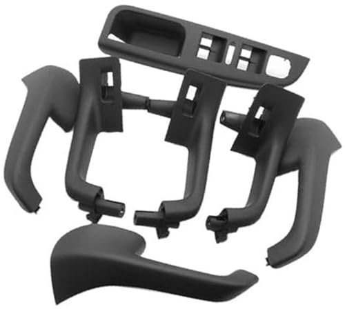 JINFOLI 7PCS Schwarz Innengriff Tür Greifen Fenster Schalter Lünette Abdeckung Innere Armlehne, for Golf, 5 for GTI-MK5, for Jetta, 1K 0 868 040B Innentürgriffe