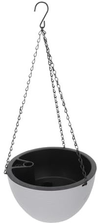 Sosoport Ensemble De Pots De Fleurs Suspendus pour Balcon Pot De Chlorophytum Jardinière À Arrosage Automatique Hygromètre Gris Petite Taille