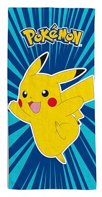 hermet, Telo Mare Pokémon, 70x140 cm, Asciugamano da Spiaggia o Piscina, 100% Morbido Cotone, Pratico e Leggero
