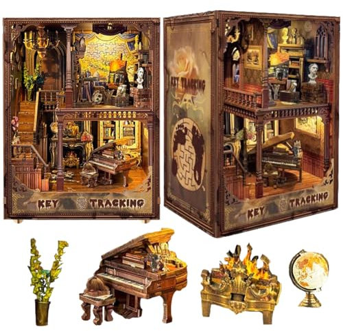 TOPBSFARNY Kit de construction de maison miniature à faire soi-même avec housse anti-poussière et interrupteur tactile, puzzles 3D en bois pour adultes, loisirs créatifs, cadeaux d'anniversaire (style