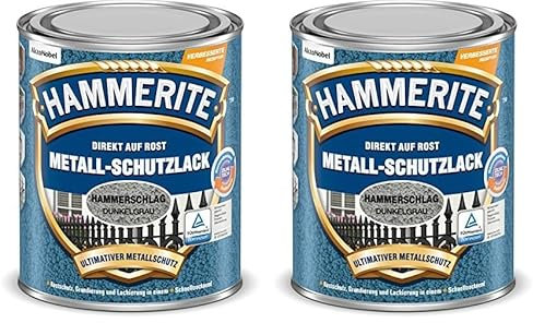 Hammerite Metallschutzlack Hammerschlag dunkelgrau 750ml (Packung mit 2)