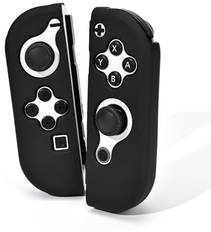 DLseego Schutzhülle Kompatibel mit Switch/OLED, Weich Silikon Switch Joy-C Handgriff Controller TPU- Hülle, Anti-Kratz Griffe Tasche-Schwarz