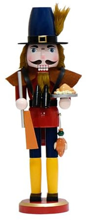 LfrXtra 38 cm de madera cascanueces estatua de soldado cazador marioneta muñeca decoraciones de Navidad para interiores de invierno centros de mesa hogar