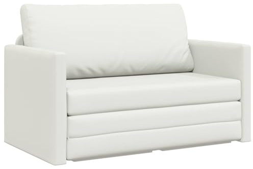 vidaXL Schlafsofa Weiß 124 x 71 x 78 cm Kunstleder, Verstellbares Sofa-Bett, stylisches Velvet, praktisches Bodensofa, umwandelbare Möbel für kleine Räume