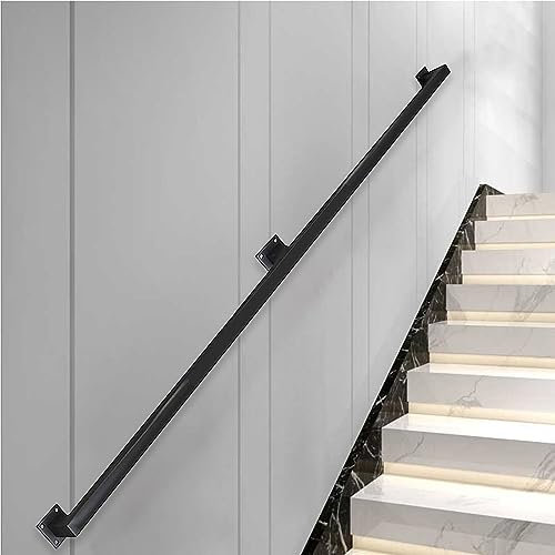 Modernes schwarzes mattes Treppengeländer, quadratisches Rohr-Design, Schmiedeeisen-Handlauf, für Innen- und Außenbereich, Stange und Thekenstütze, 3 m Länge, dekoratives Geländer
