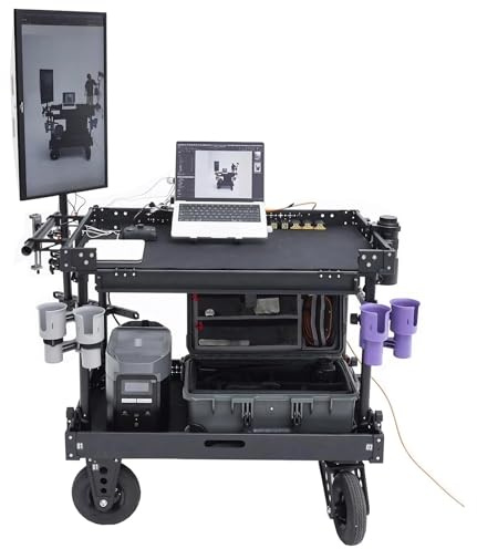 DF DIGITALFOTO Video Production Camera Cart - 660lbs Capacity CNC Aluminum Mobile Workstation, Foldable Equipment Cart with 8 Pneumatic Wheels, Tool-Free Setup for Studio & Film Set (TITAN)
