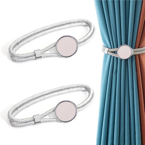 SGERUFZ 2 Pezzi Fermatende in Metallo Fermatende Eleganti per Tende (Lino)