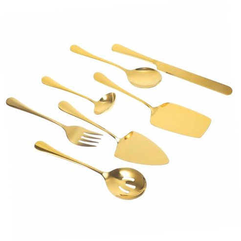 HOLIDYOYO Couteau Dentelé Design Minimaliste Ensemble de Couverts Usage Pratique 12 Pouces en Acier Inoxydable et Cuillère de Service pour Gâteau et Tarte la Maison Boulangerie
