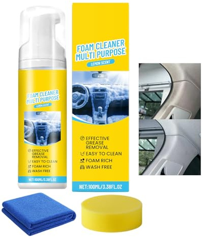 Huxibai Régénérateur de finition | Nettoyant mousse intérieure de voiture avec chiffon et éponge, accessoires de nettoyage pour sièges en cuir, et tableau de bord