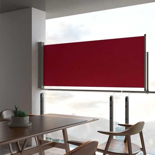 Tidyard Toldo Lateral retráctil de jardín o terraza Rojo 100x300 cm