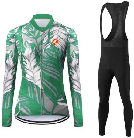 UGLY FROG 25NvZR Winter Thermofleecefutter Damen Radtrikot Fahrradbekleidung Set Trikot Langarm & Radhose mit 20D Sitzpolster MTB Radsportanzug mit 3 Taschen