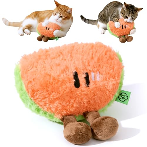 Electspark Cat Toy Kicker Pillows, Plush Catnip Cat Toy with Crinkle and Beep Sound, Interactive Toy for Kitten Feline Chew Enrichment, 5.91” Size for Bored Indoor Adult Cat Soft Cuddle Scratch Play
