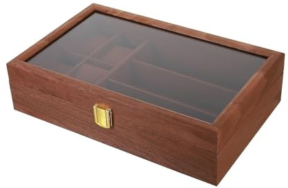 TBLOTYD Jewellery Box Organiser Glasses Storage Case Vintage Watch Necklace Display Holder Rings Wooden Sunglasses,1