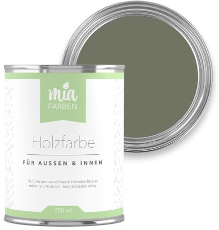 miafarben Holzfarbe ohne Schleifen matt 750ml (Sommerlicher Waldpfad) | Wetterfeste Holzfarbe für außen und innen, hochdeckend und wasserbasiert, für Möbel, Türen, Zäune und Gartenhaus