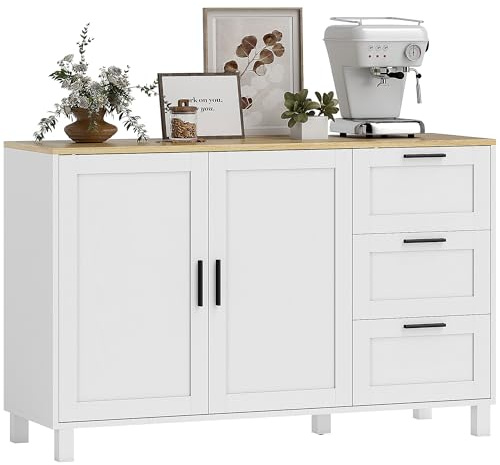 HOMCOM Aparador de 2 Puertas de Cierre Suave Blanco 120x38x76 cm