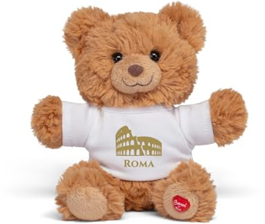 Trudi Bear Marlon T-SHIRT ROMA | Peluche con maglietta città italiane, gift ricordo gadget viaggi | 32x30x20 cm taglia M | Souvenir | modello 15034