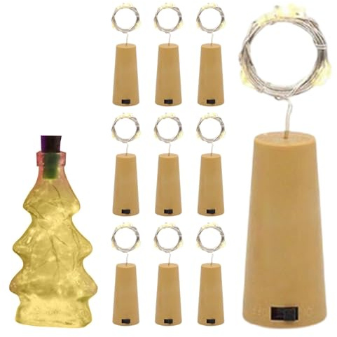 Bottle Lights - Wine Bottle Stopper Lights | 20 LED Copper Wire Fairy Lights with Corks, Battery Operated Warm White Lighting for DIY, Parties & Outdoor Use (Improved Battery Compartment)