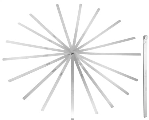 sourcing map 2 spessimetri per spessori metrici, 0,02-1 mm, 17 lame da 30 cm, set di spessimetri ovali in acciaio inossidabile 3CR13, strumento di misurazione per riparazione valvola di accensione per