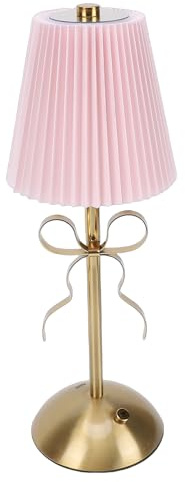 MENDUNER Tischlampe mit Schleife, Niedliche Wiederaufladbare LED Schreibtischlampe mit Stoffschirm, Romantisches für Mädchen, Tragbares Touch Nachtlicht für Schlafzimmer, Zuhause, (PINK)