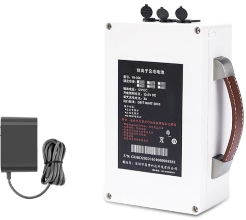 JHKJ Batteria Ricaricabile al Litio da 12 V, 10 Ah, 20 Ah, 30 Ah, 40 Ah, 50 Ah, 60 Ah, Power Bank di Backup da 12 Volt per Il monitoraggio del fishfinder con Caricabatterie,12v,60Ah