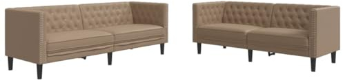 Tomostar Ensemble de Canapé Salon, Canapés 3 Places et 2 Places Chesterfield 2 pcs Cappuccino Similicuir