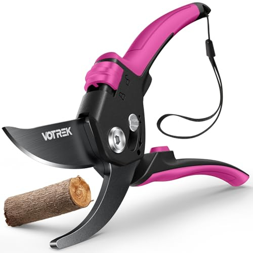 VOTREK Tijeras de Poda Bypass Pro 21,5 cm – Para Manos Débiles con Ajuste Continuo, Hojas SK5 & Muelle Sellado. Las Tijeras de Jardinería Profesionales para Rosales y Frutales – Un Regalo Ideal | Hoja SK5, Muelle Protegido, Tijera Pro 21,5 cm, Tijeras de jardinería para rosas, arbustos y frutales, Tijeras de césped