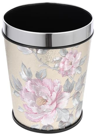 MAGICLULU Poubelle à Motif Vintage en Acier Inoxydable 5l, Corbeille à Papier Multifonction, Résistance aux Chutes, Durabilité, Style Rétro pour Salle de Bain Cuisine