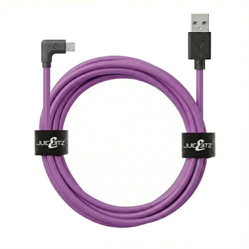 JuicEBitz 0.5m USB 2.0 Type A to Micro USB Right Angled Charger Cable Data Lead compatible with Android Phones & Tablets - Samsung, LG, Sony Xperia, HTC etc. (Purple)
