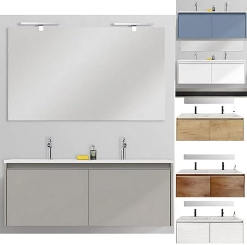 Bagno Italia Mobile arredo bagno Yang 120 cm sospeso 2 cassettoni in 3 colori doppio lavabo mineralmarmo in MDF arredi I