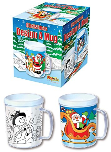 Playwrite Christmas Colour-Your-Own Mug for Kids – Creative Family Craft Set | Fun Holiday Activity for Boys & Girls | Safe Plastic Reusable Mug, Ideal Xmas Gift or Stocking Filler