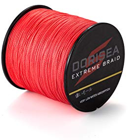 DORISEA Extreme Braid geflochtene Angelschnur, 100 % PE, 300 m, 2,7–136 kg getestet, Rot, 13,6 kg/0,26 mm