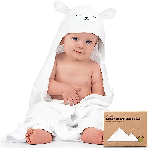 KeaBabies Asciugamano con cappuccio per neonati - Asciugamani in bambù con cappuccio per bambini, ragazze, bambini piccoli, Extra assorbente e morbido bagno per neonati (Lamb)